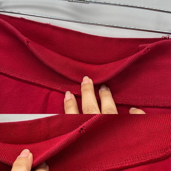 Vintage Hollister Fleece Sweatpants Juniors S Red Flare Leg Stripe 90s Y2K Cozy - Picture 11 of 12